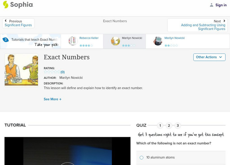 Sophia: Exact Numbers: Lesson 4 Instructional Video