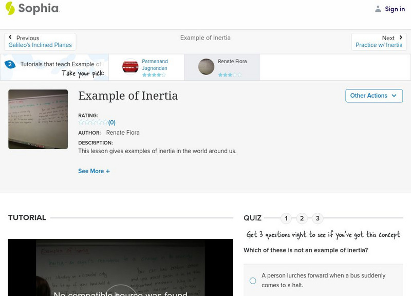 Sophia: Example of Inertia: Lesson 2 Instructional Video