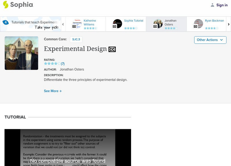 Sophia: Experimental Design: Lesson 3 Instructional Video