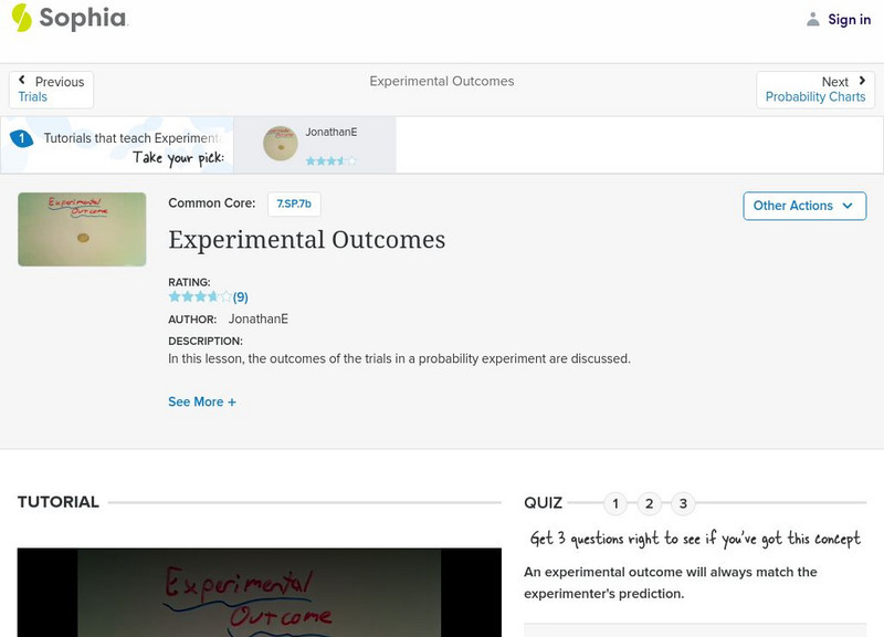Sophia: Experimental Outcomes Instructional Video Sophia: Experimental Outcomes Instructional Video