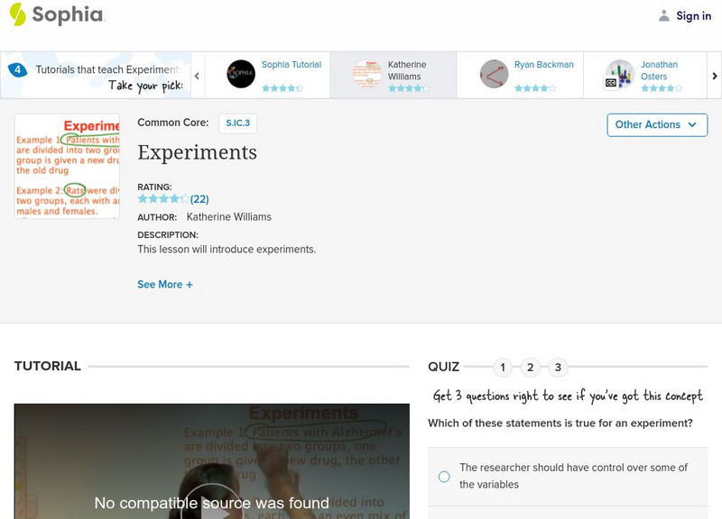 Sophia: Experiments: Lesson 7 Instructional Video Sophia: Experiments: Lesson 7 Instructional Video