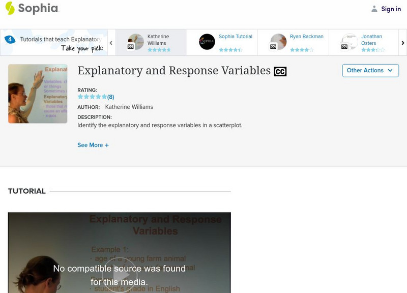 Sophia: Explanatory and Response Variables: Lesson 3 Instructional Video