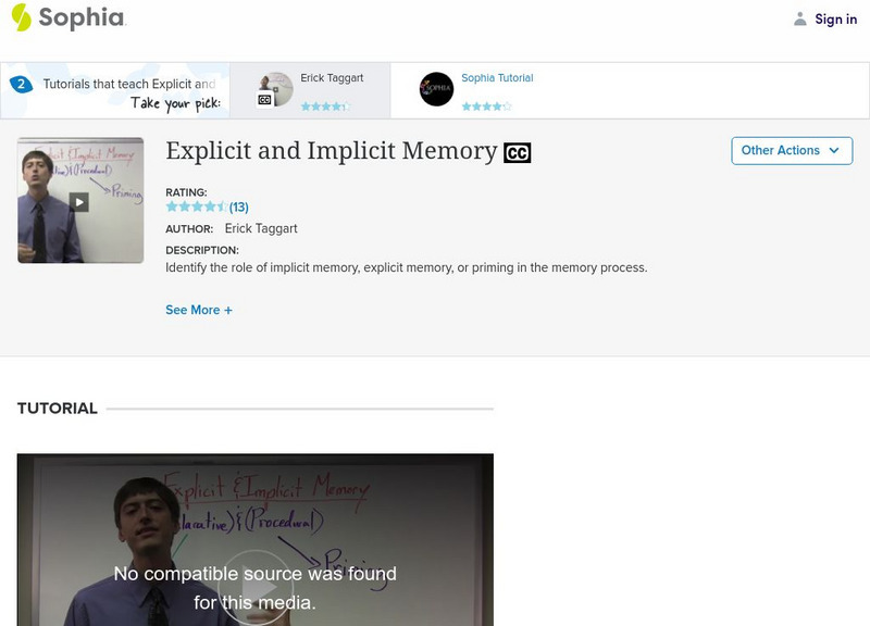 Sophia: Explicit and Implicit Memory: Lesson 1 Instructional Video