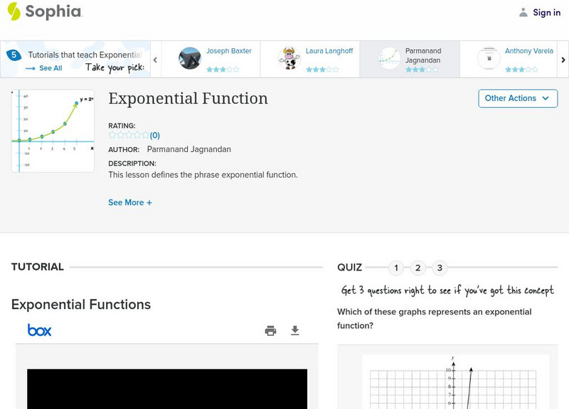 Sophia: Exponential Function: Lesson 4 PPT Sophia: Exponential Function: Lesson 4 PPT