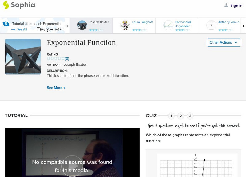Sophia: Exponential Function: Lesson 1 Instructional Video