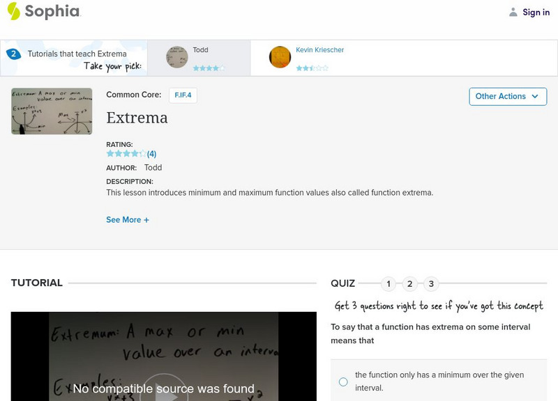 Sophia: Extrema: Lesson 3 Instructional Video