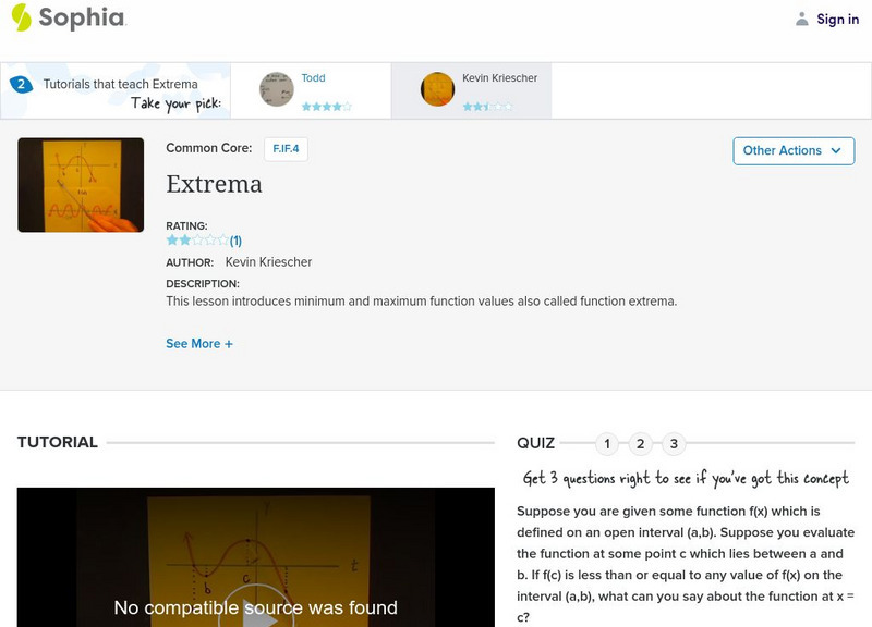 Sophia: Extrema: Lesson 1 Instructional Video