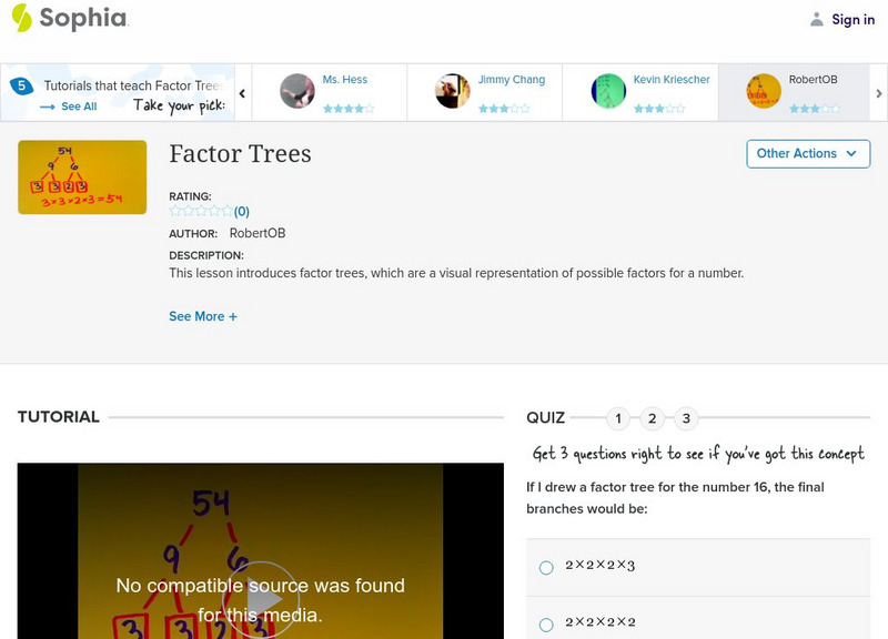 Sophia: Factor Trees: Lesson 5 Instructional Video