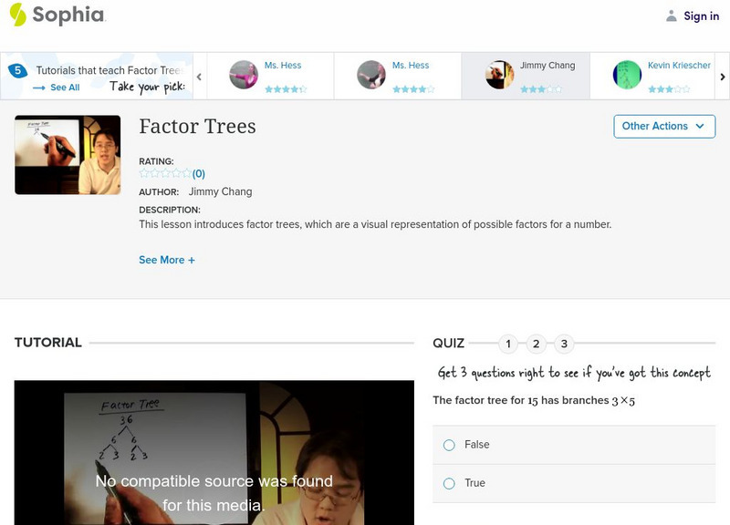 Sophia: Factor Trees: Lesson 1 Instructional Video