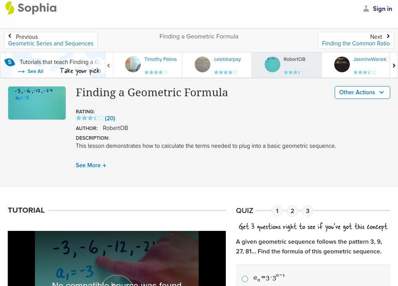 Sophia: Finding a Geometric Formula: Lesson 5 Instructional Video
