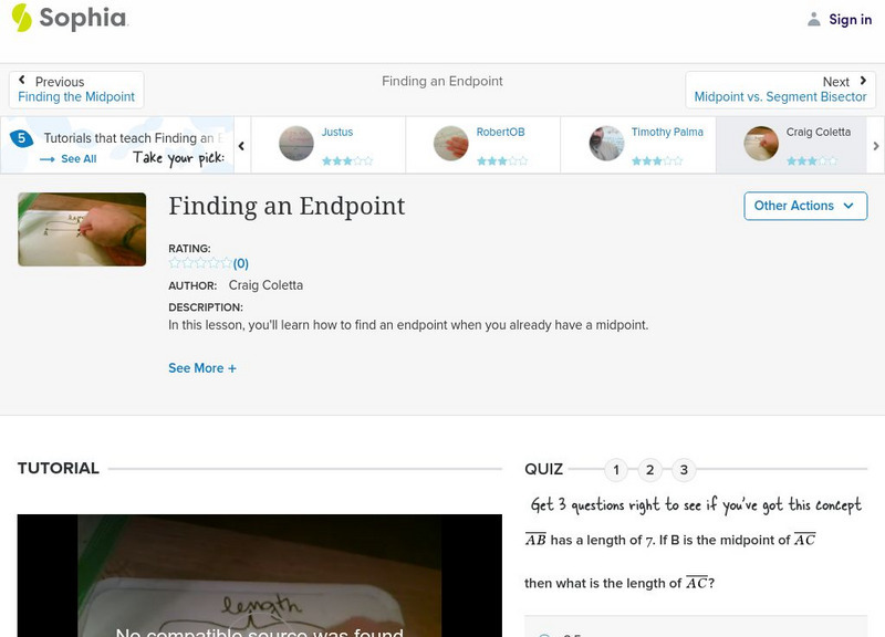 Sophia: Finding an Endpoint: Lesson 9 Instructional Video