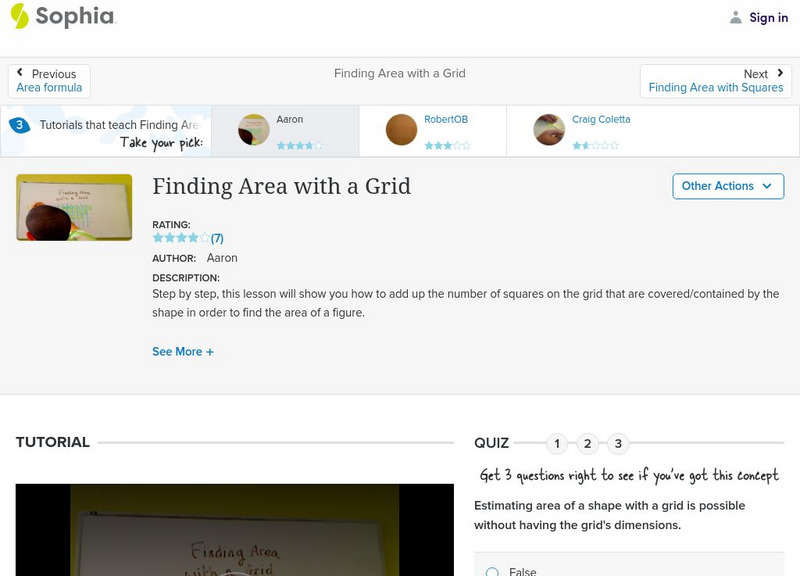 Sophia: Finding Area With a Grid: Lesson 4 Instructional Video