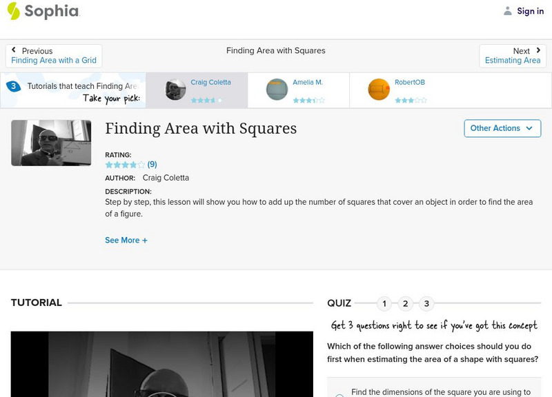 Sophia: Finding Area With Squares: Lesson 4 Unit Plan Sophia: Finding Area With Squares: Lesson 4 Unit Plan