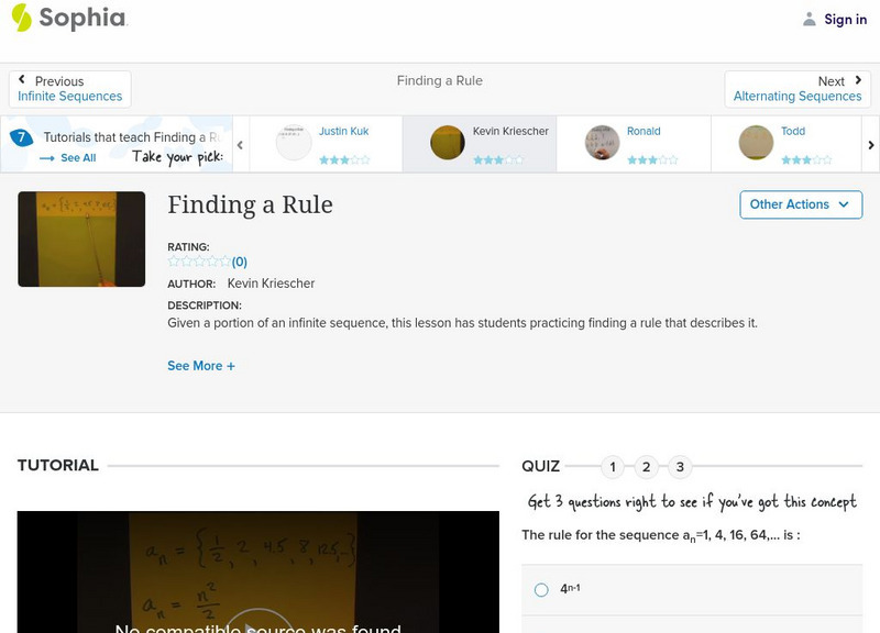 Sophia: Finding a Rule: Lesson 2 Instructional Video
