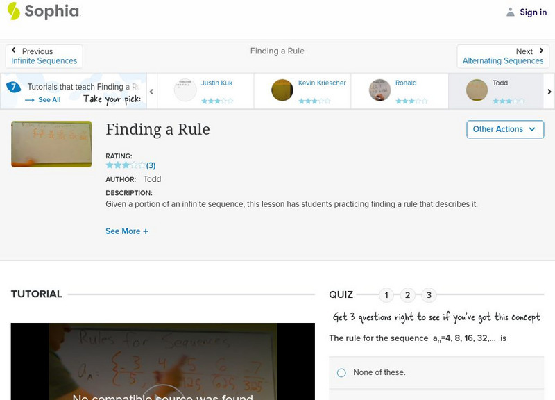 Sophia: Finding a Rule: Lesson 4 Instructional Video