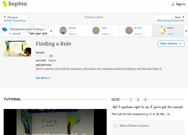 Sophia: Finding a Rule: Lesson 6 Instructional Video