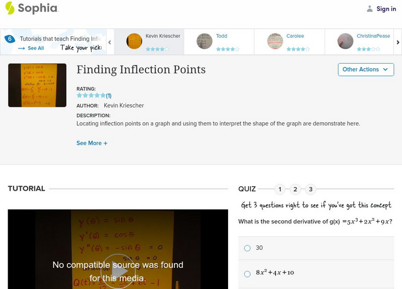 Sophia: Finding Inflection Points: Lesson 2 Instructional Video