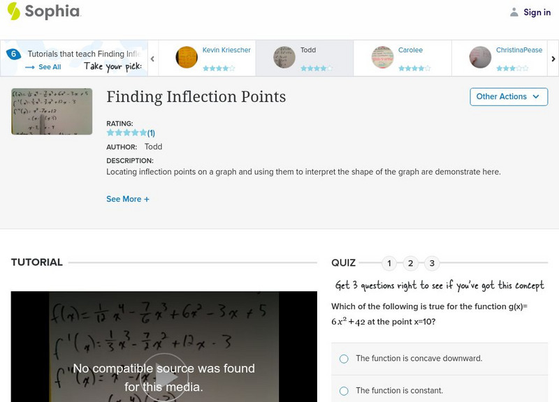 Sophia: Finding Inflection Points: Lesson 3 Instructional Video