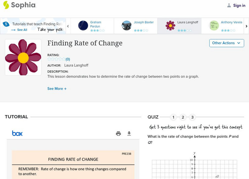 Sophia: Finding Rate of Change: Lesson 3 PPT Sophia: Finding Rate of Change: Lesson 3 PPT