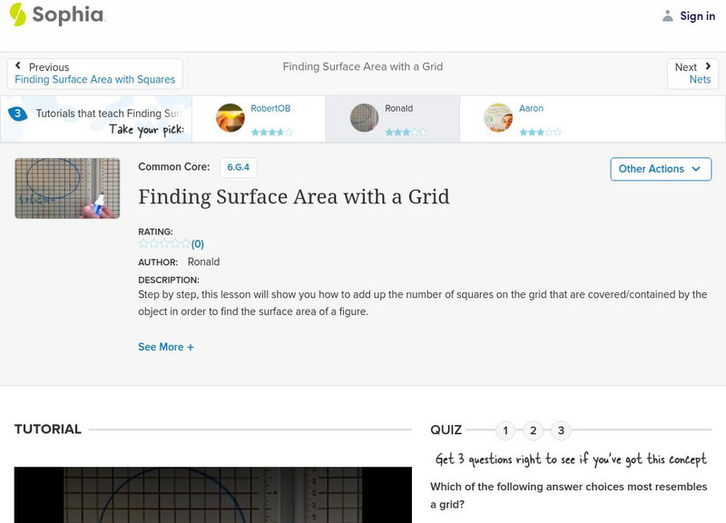 Sophia: Finding Surface Area With a Grid: Lesson 5 Instructional Video Sophia: Finding Surface Area With a Grid: Lesson 5 Instructional Video