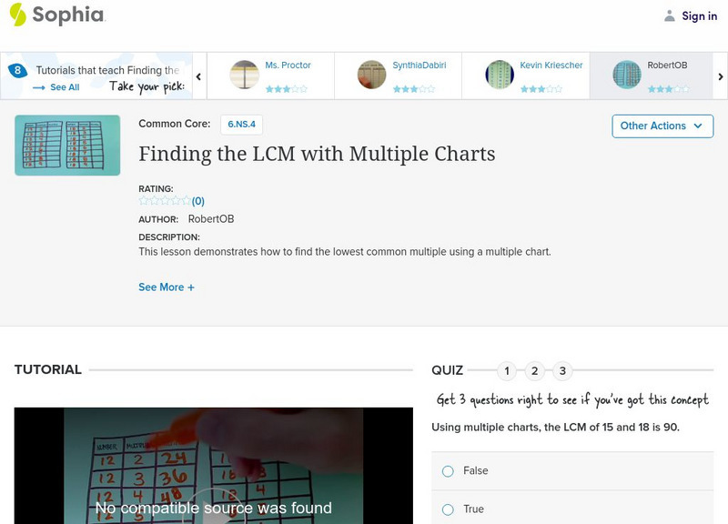 Sophia: Finding the Lcm With Multiple Charts: Lesson 11 Instructional Video