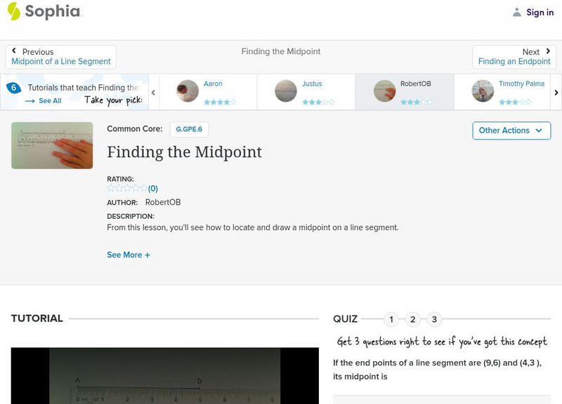 Sophia: Finding the Midpoint: Lesson 3 Instructional Video