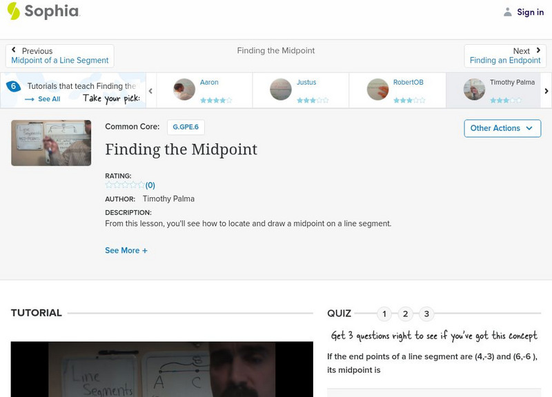 Sophia: Finding the Midpoint: Lesson 7 Instructional Video