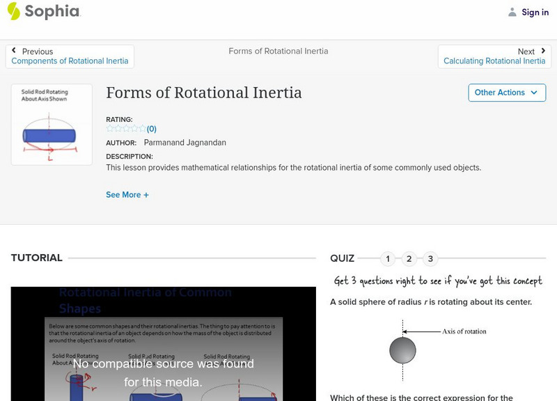Sophia: Forms of Rotational Inertia Instructional Video