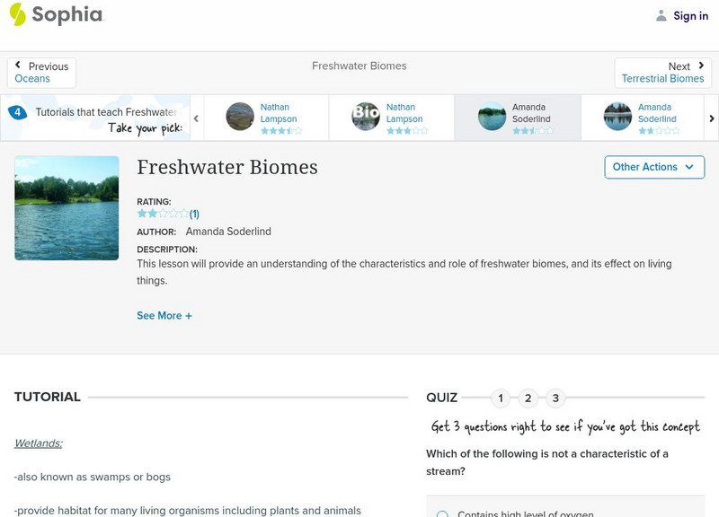 Sophia: Freshwater Biomes: Lesson 2 Unit Plan Sophia: Freshwater Biomes: Lesson 2 Unit Plan