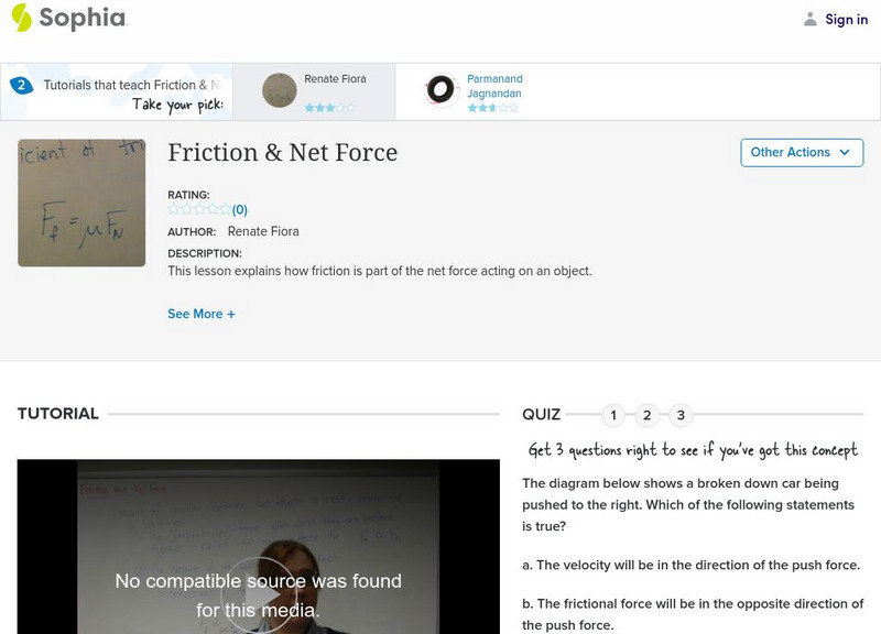 Sophia: Friction & Net Force: Lesson 2 Instructional Video