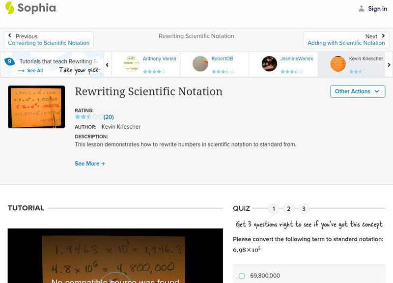 Sophia: Rewriting Scientific Notation Instructional Video