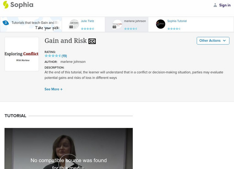 Sophia: Gain and Risk: Playing to Win vs. Playing Not to Lose: Lesson 1 Instructional Video Sophia: Gain and Risk: Playing to Win vs. Playing Not to Lose: Lesson 1 Instructional Video