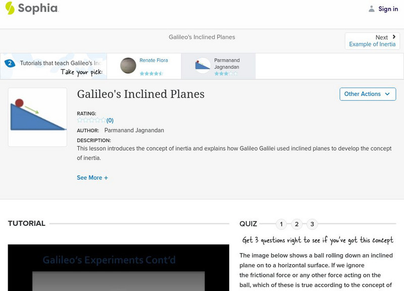 Sophia: Galileo's Inclined Planes: Lesson 1 Instructional Video