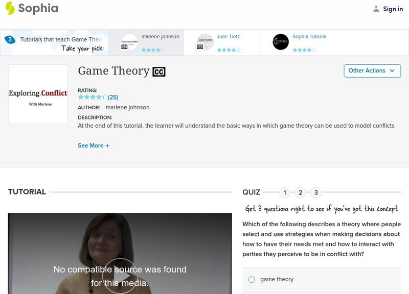 Sophia: Game Theory and Conflict Resolution: Lesson 2 Instructional Video Sophia: Game Theory and Conflict Resolution: Lesson 2 Instructional Video