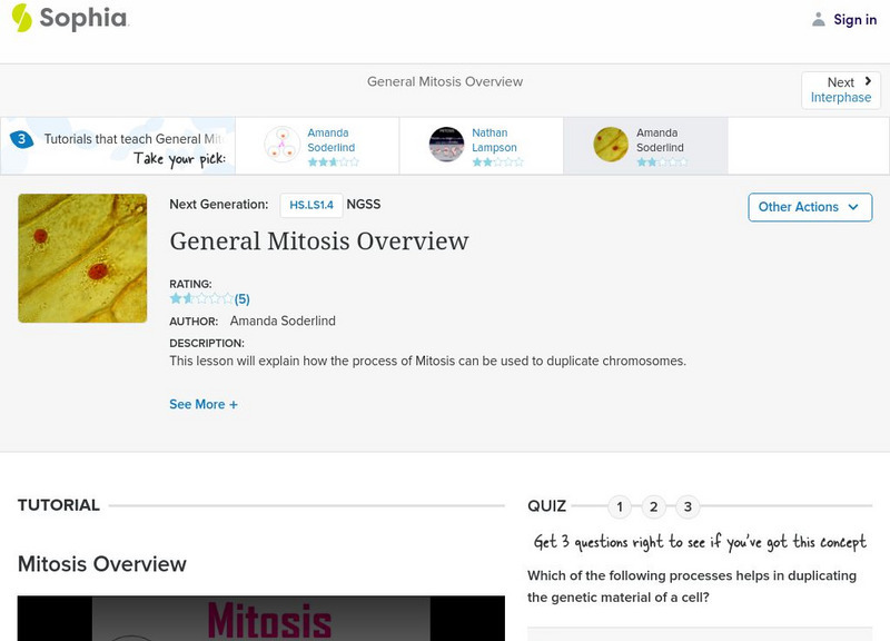 Sophia: General Mitosis Overview: Lesson 2 Unit Plan Sophia: General Mitosis Overview: Lesson 2 Unit Plan