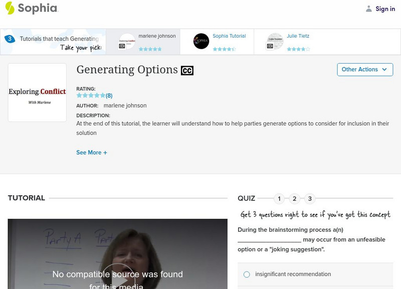 Sophia: Generating Options: Lesson 3 Instructional Video Sophia: Generating Options: Lesson 3 Instructional Video