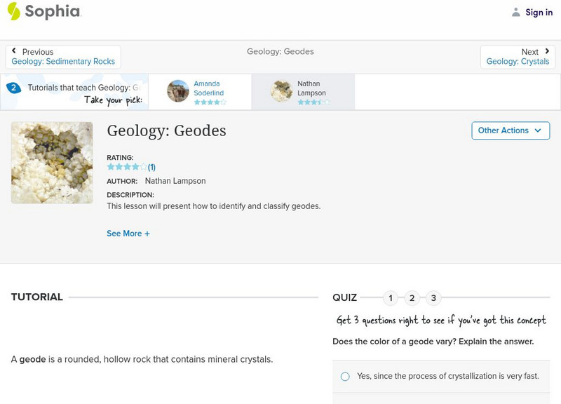 Sophia: Geology: Geodes: Lesson 2 Instructional Video