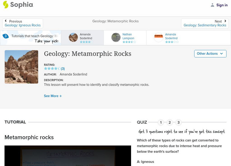 Sophia: Geology: Metamorphic Rocks: Lesson 1 Instructional Video