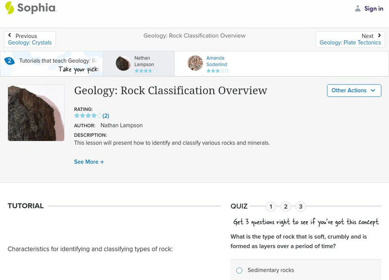Sophia: Geology: Rock Classification Overview: Lesson 2 Instructional Video