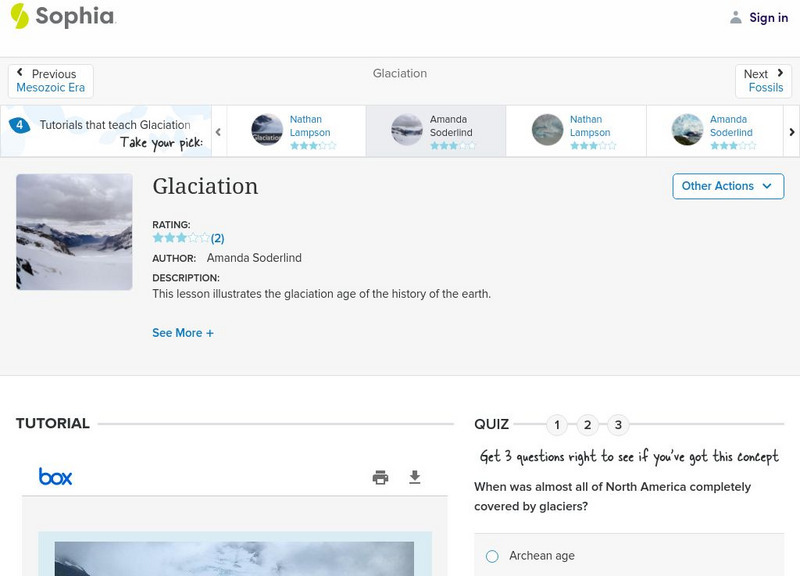 Sophia: Glaciation: Lesson 2 PPT Sophia: Glaciation: Lesson 2 PPT