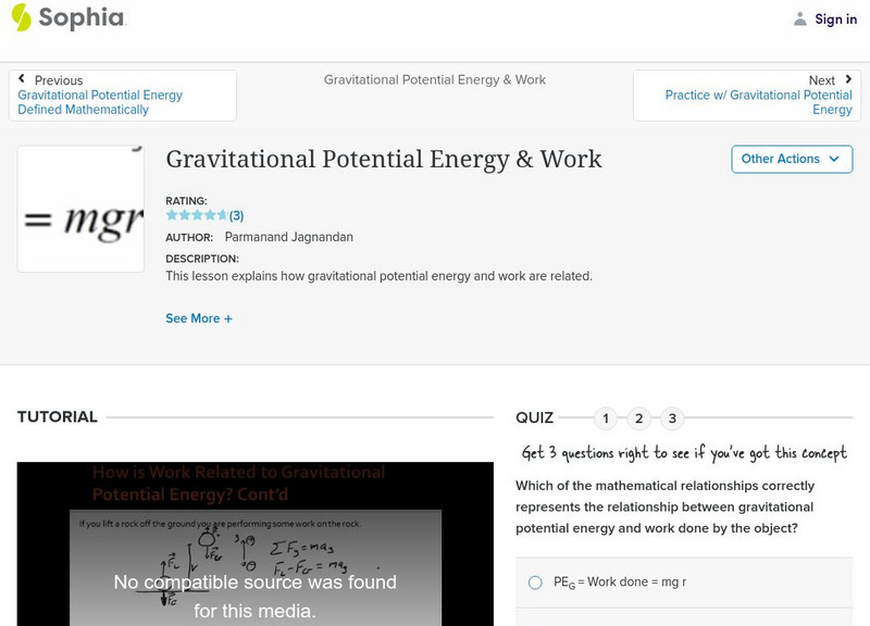 Sophia: Gravitational Potential Energy & Work Unit Plan Sophia: Gravitational Potential Energy & Work Unit Plan
