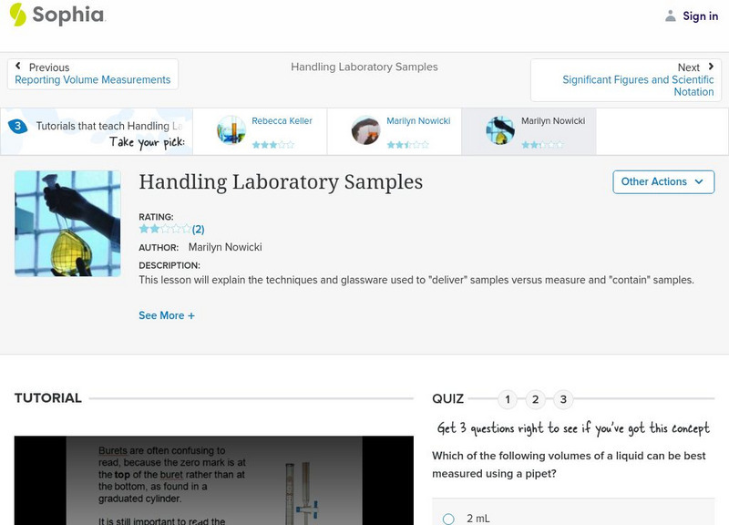 Sophia: Handling Laboratory Samples: Lesson 1 Unit Plan Sophia: Handling Laboratory Samples: Lesson 1 Unit Plan