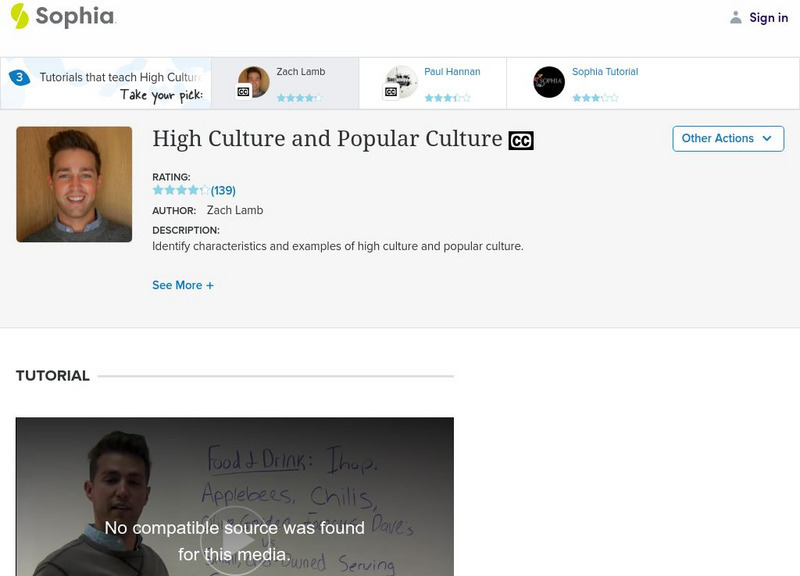 Sophia: High Culture and Popular Culture: Lesson 3 Instructional Video