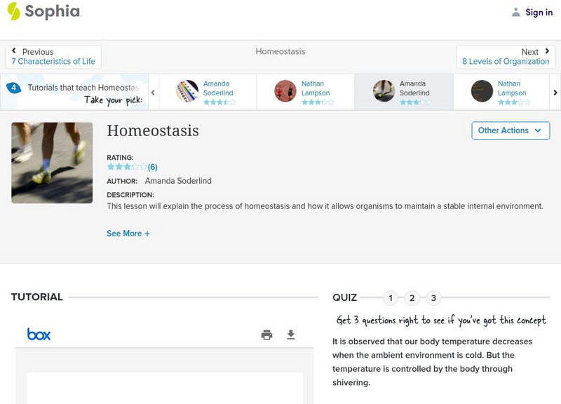 Sophia: Homeostasis: Lesson 1 PPT Sophia: Homeostasis: Lesson 1 PPT