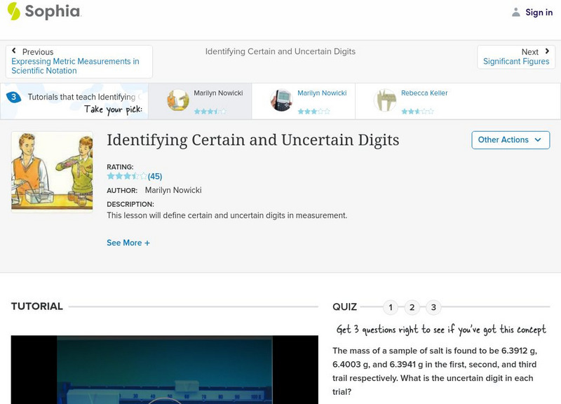 Sophia: Identifying Certain and Uncertain Digits: Lesson 3 Instructional Video