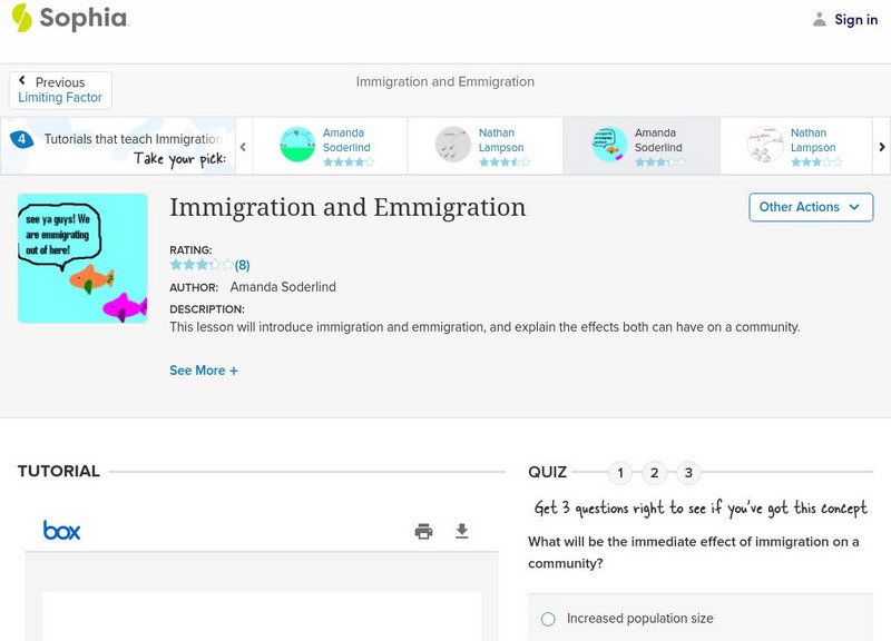 Sophia: Immigration and Emmigration: Lesson 5 PPT Sophia: Immigration and Emmigration: Lesson 5 PPT