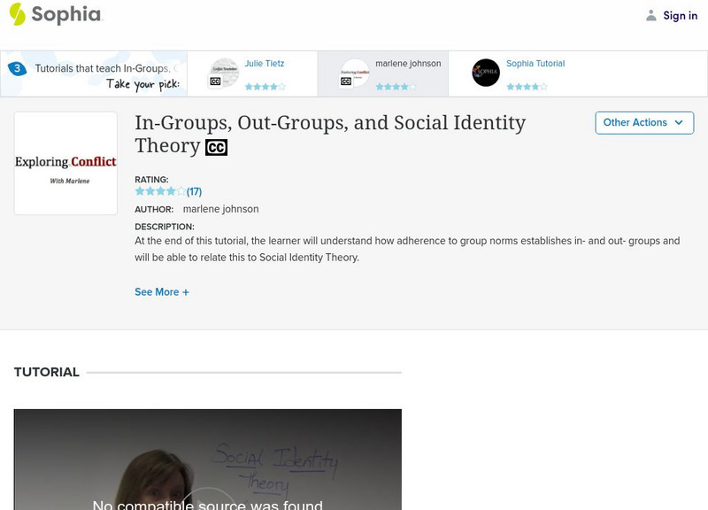 Sophia: In Groups, Out Groups, and Social Identity Theory: Lesson 3 Instructional Video