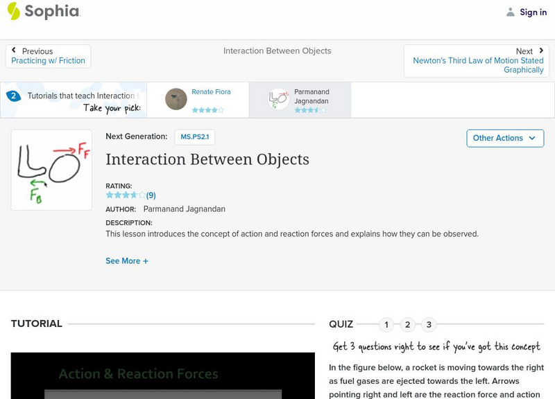 Sophia: Interaction Between Objects: Lesson 1 Unit Plan Sophia: Interaction Between Objects: Lesson 1 Unit Plan