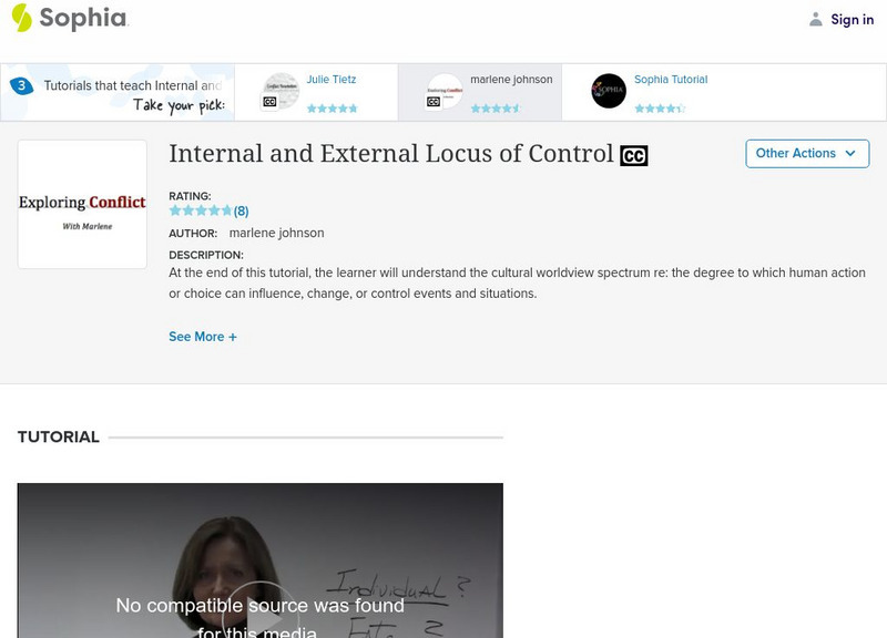 Sophia: Internal & External Locus of Control: Lesson 1 Instructional Video Sophia: Internal & External Locus of Control: Lesson 1 Instructional Video