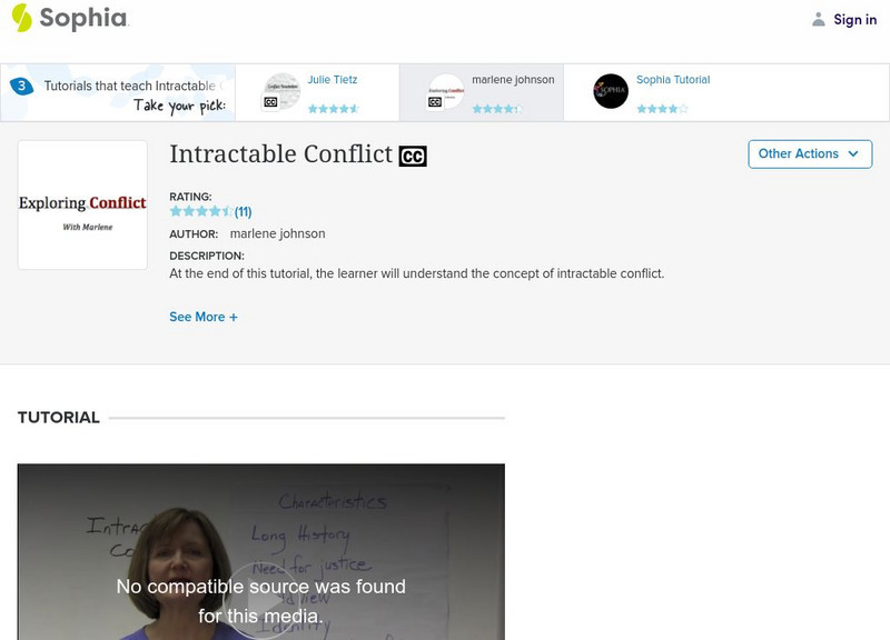 Sophia: Intractable Conflict: Lesson 4 Instructional Video Sophia: Intractable Conflict: Lesson 4 Instructional Video
